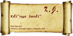 Kónya Jenő névjegykártya